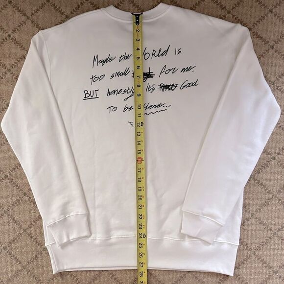 Zara white mid weight sweatshirt with text on front and back. NWOT M - Picture 9 of 15